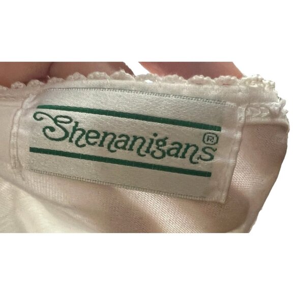 Shenanigans Vintage Pleated Embroided Short Sleeve T Shirt Sz Small Womens White - Picture 3 of 8